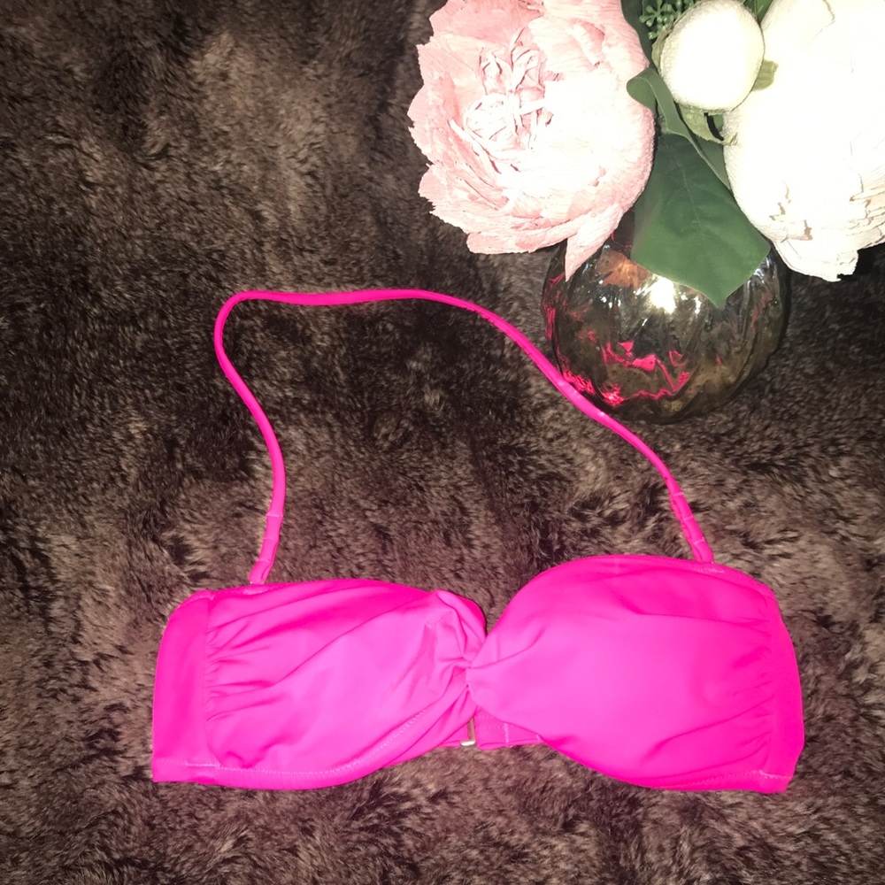 🌈VS Neon Magenta Bandeau Twist Bikini Top XS